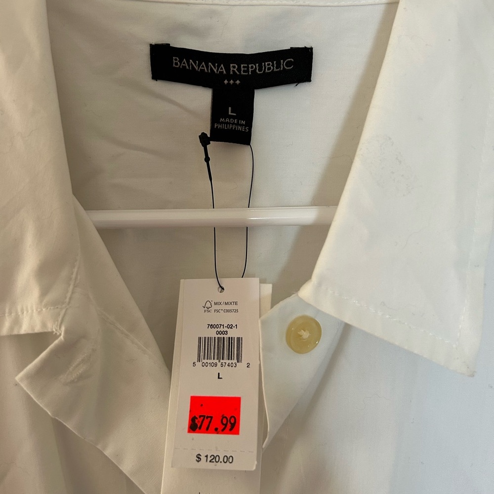 Banana Republic white Long Sleeve Shirt Dress with Tie Waist - Picture 7 of 8